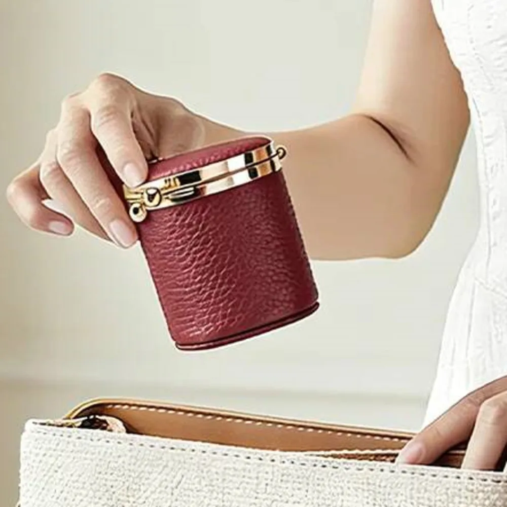 Fashion Lady Small Bag Woman Cosmetic Cases Genuine Leather Compact Clasp Wallet Convenient Multi-functional Coin Purse