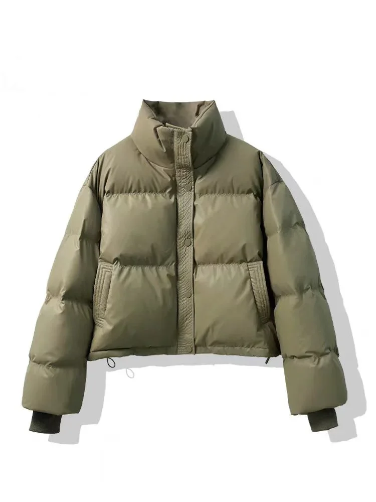 2026 Winter Warme Dicke Parkas für Damen, Neue Mode, Locker Geschnittene Kurze Jacke, Damen Baumwollgefütterter PU-Leder Eleganter Reißverschluss-Mantel, Y2K Tops – Detail 3