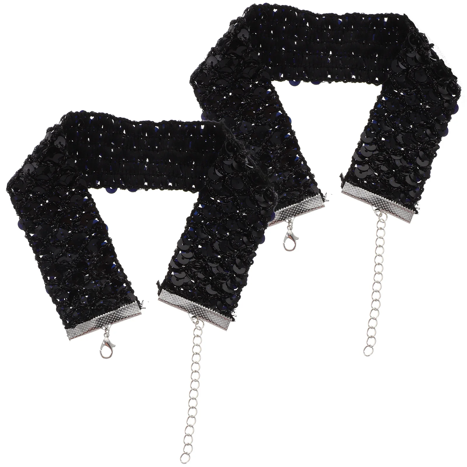 

2pcs Sequins Choker Necklace For Women Sexy Short Collar Fashion Jewelry Party Punk Accessory Wear