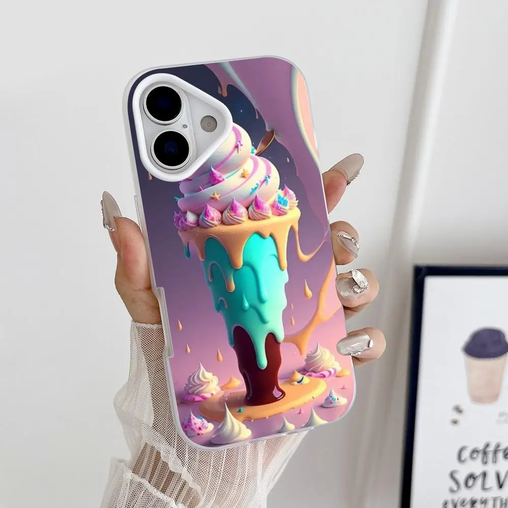 

Milkshake Icecream Phone Case for iPhone 17 16 15 14 13 12 11 Air Pro Max Plus Jelly Double layer White Cover