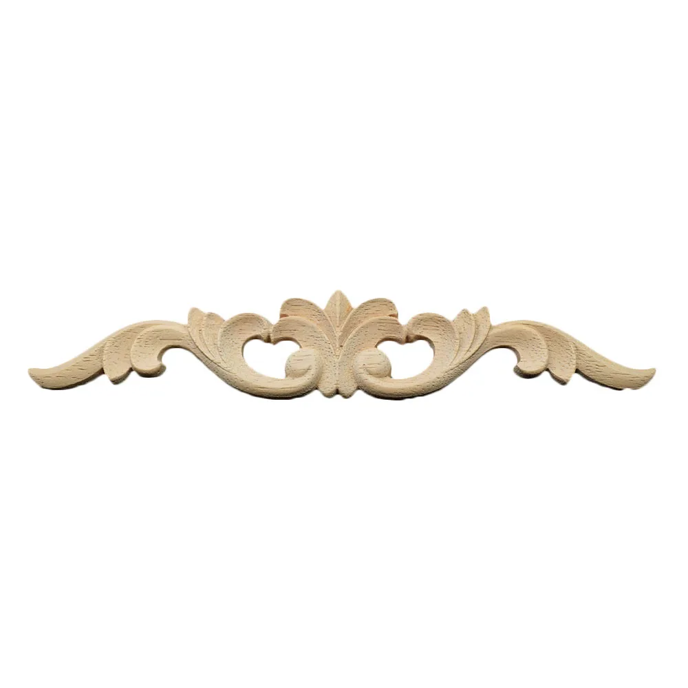 

5PCS Rectangle Carving Natural Wood Appliques Furniture Cabinet Unpainted Wooden Mouldings Decal Vintage Home Decor Decorative