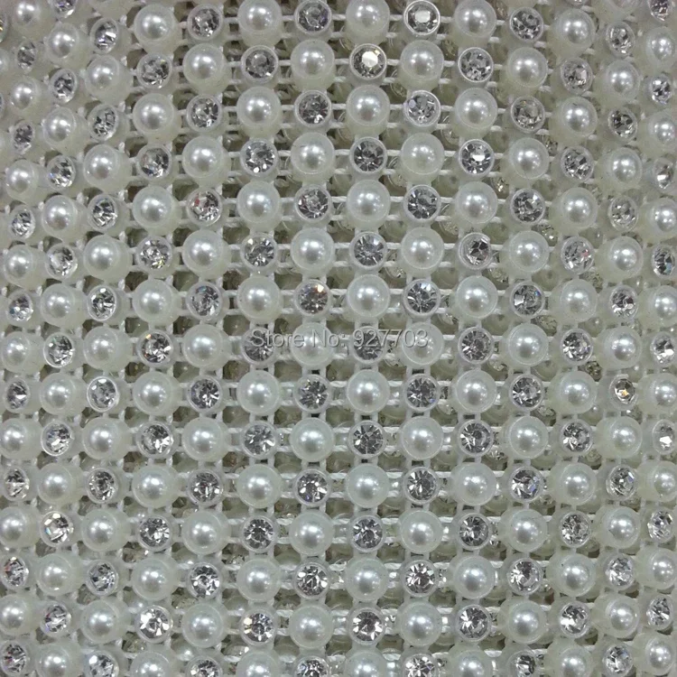 1 Yards 24 Rows Ribbon Wrap Roll Ivory Pearl Diamond Trim for Wedding Party Cake Vase Bridal Shower Decorations DIY