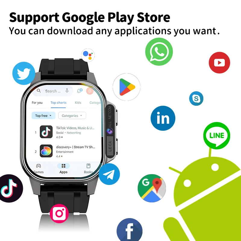 4G GPS Android Kid Smart Watch App Download America SIM Card Kids Watch Google Play Video Phone Call Camera Track Heart Rate SOS