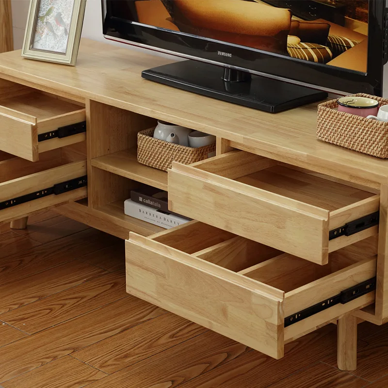 Nordic solid wood TV cabinet oak simple modern living room audio-visual cabinet 1.5m small apartment floor cabinet small apartme