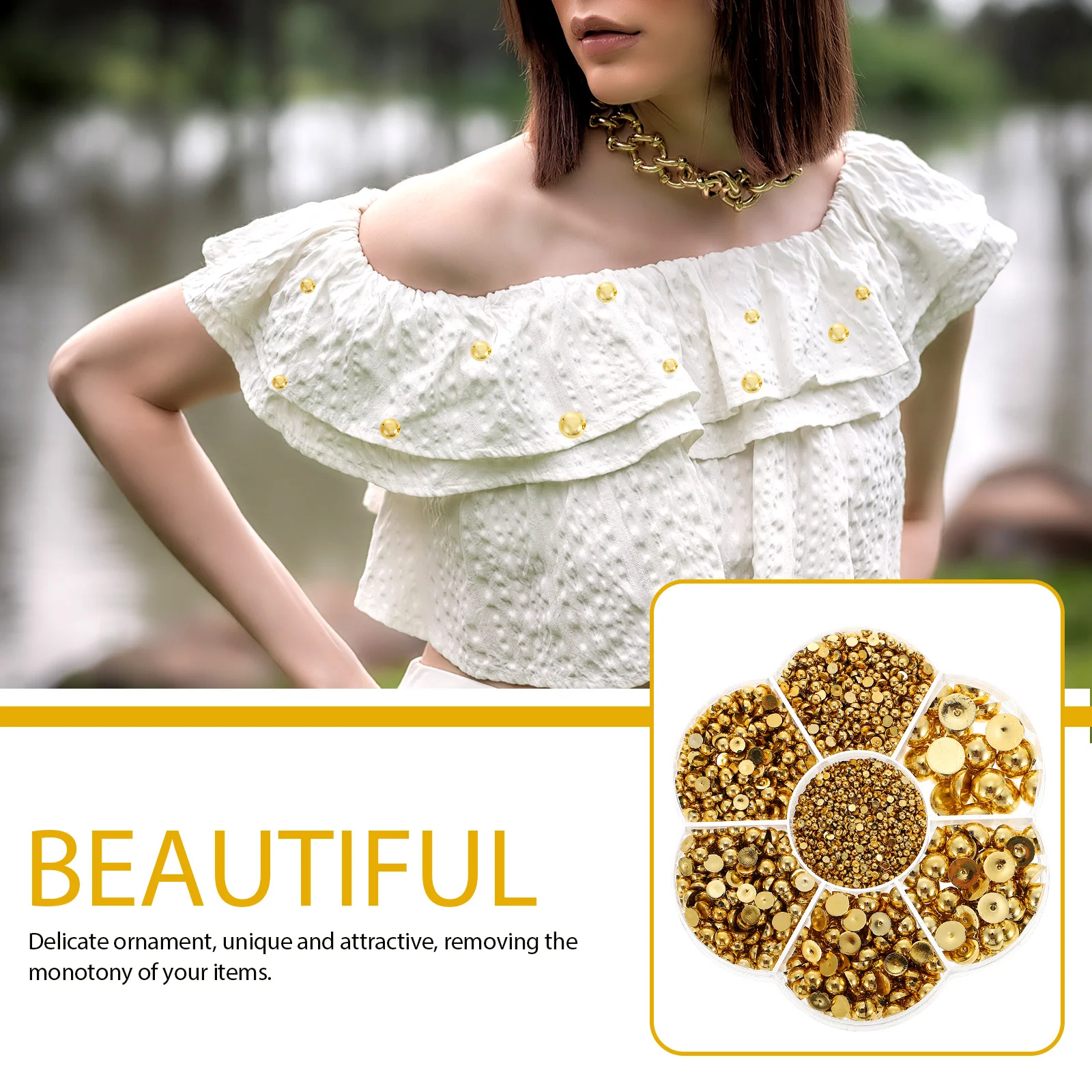 

1 Box Decorative Nail Pearls Multi-Function Lightweight Half Pearls DIY Craft Charms Nail Accessories for Hairpin Clothes