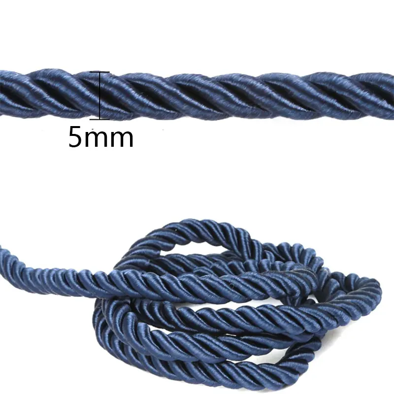 5mm Twisted Satin Rope 5/10meters Polyester Braided Cord for Home Sewing DIY Textile Decorative Wedding Party Gift Packaging