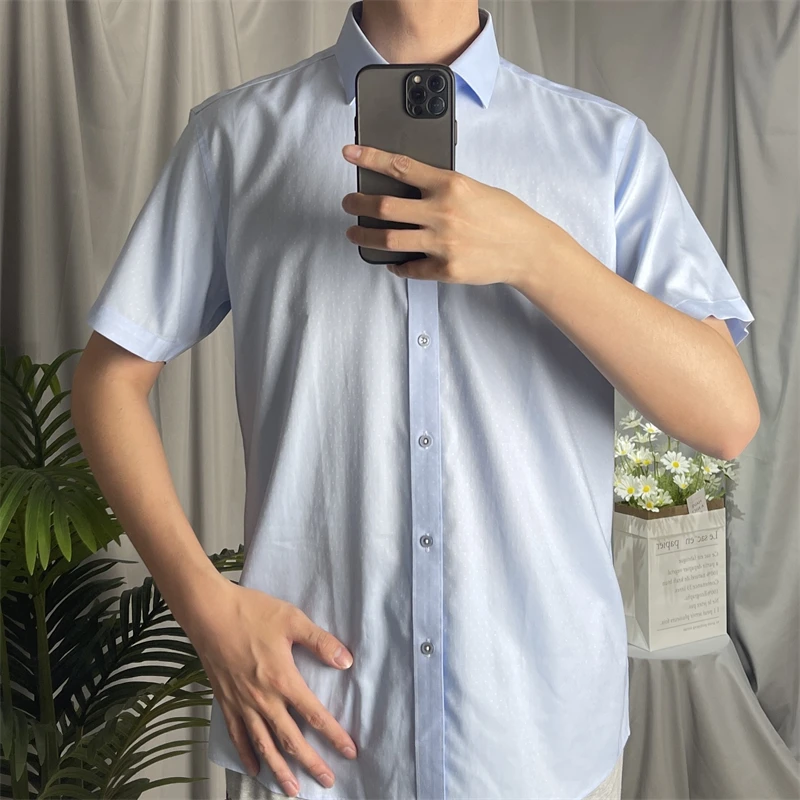 

Мужская летняя рубашка с цветочной вышивкой, повседневная, мягкая, приятная к телу, легкая, однотонная, без бирки