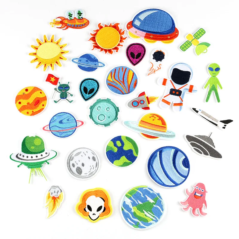 

50pcs/Lot Anime Embroidery Patch Clothing Decoration Accessory Solar System Mars Planet Satellite Alien Astronaut Craft Applique