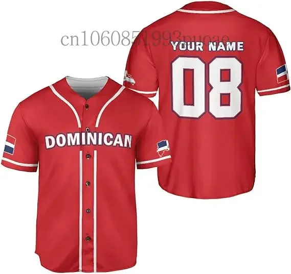 2024 World Dominican Republic Baseball Jersey3D Print Mesh Fiber Baseball Shirt Free Customized Name Men\'s and Women\'s Shirts