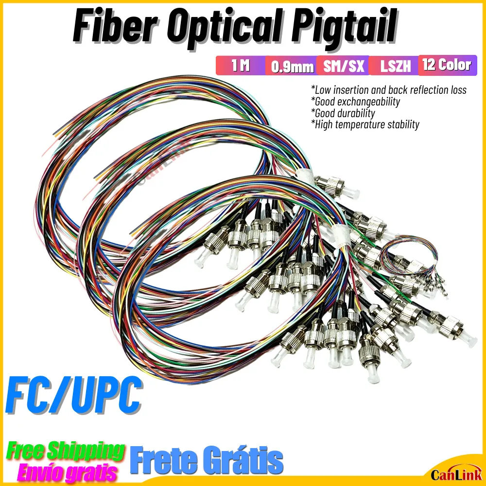 

1 шт. оптоволоконный косичка FC UPC, одномодовый, 12 красочных косичек FC UPC LSZH 0,9 мм, оптоволоконный патч-корд 1,5 м