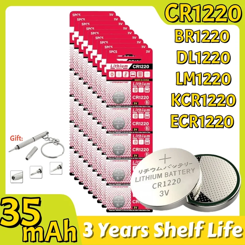 

CR1220 BR1220 3 В литиевая батарея CR 1220 LM1220 KCR1220 для игрушечных часов, масштабный калькулятор, автомобильный пульт дистанционного управления, кнопка мыши, монетный элемент