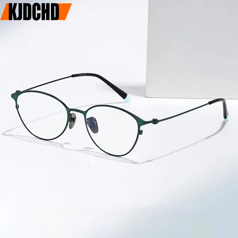

KJDCHD Сверхлегкие женские овальные очки из титанового сплава в стиле ретро «кошачий глаз», модная темпераментная оптическая оправа для очков по рецепту
