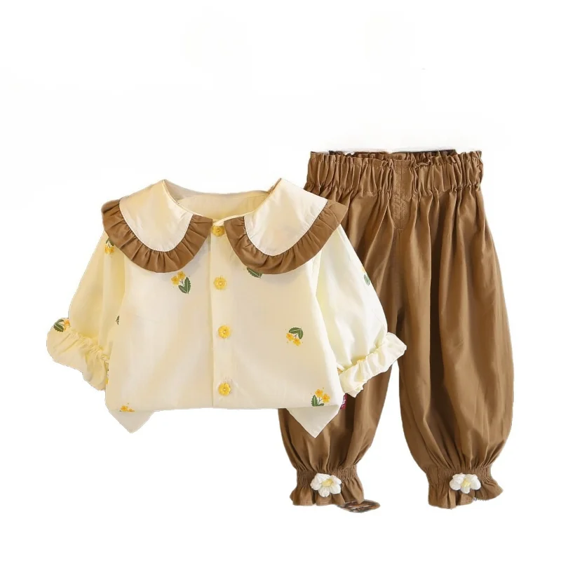 

Новая весенне-осенняя одежда для малышей, детская рубашка с длинными рукавами для девочек, брюки, 2 шт./компл., детская одежда, костюм для младенцев, спортивные костюмы для малышей