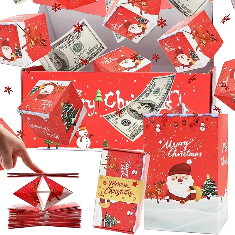 Coffret cadeau Pop-up Surprise de noël, 12 pièces, rouge/vert, Unique, pliable, rebondissant, bricolage, cadeau d'argent, boîte rebondissante, décor de fête de noël