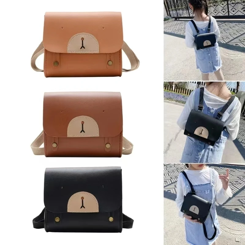 กระเป๋า tas ransel Bayi หมีกระเป๋าหนัง PU สำหรับเด็กนักเรียนอนุบาลสำหรับเด็กผู้หญิงเด็กผู้ชายกระเป๋าสะพายไหล่ของเด็ก2-8Y ขนาดเล็ก