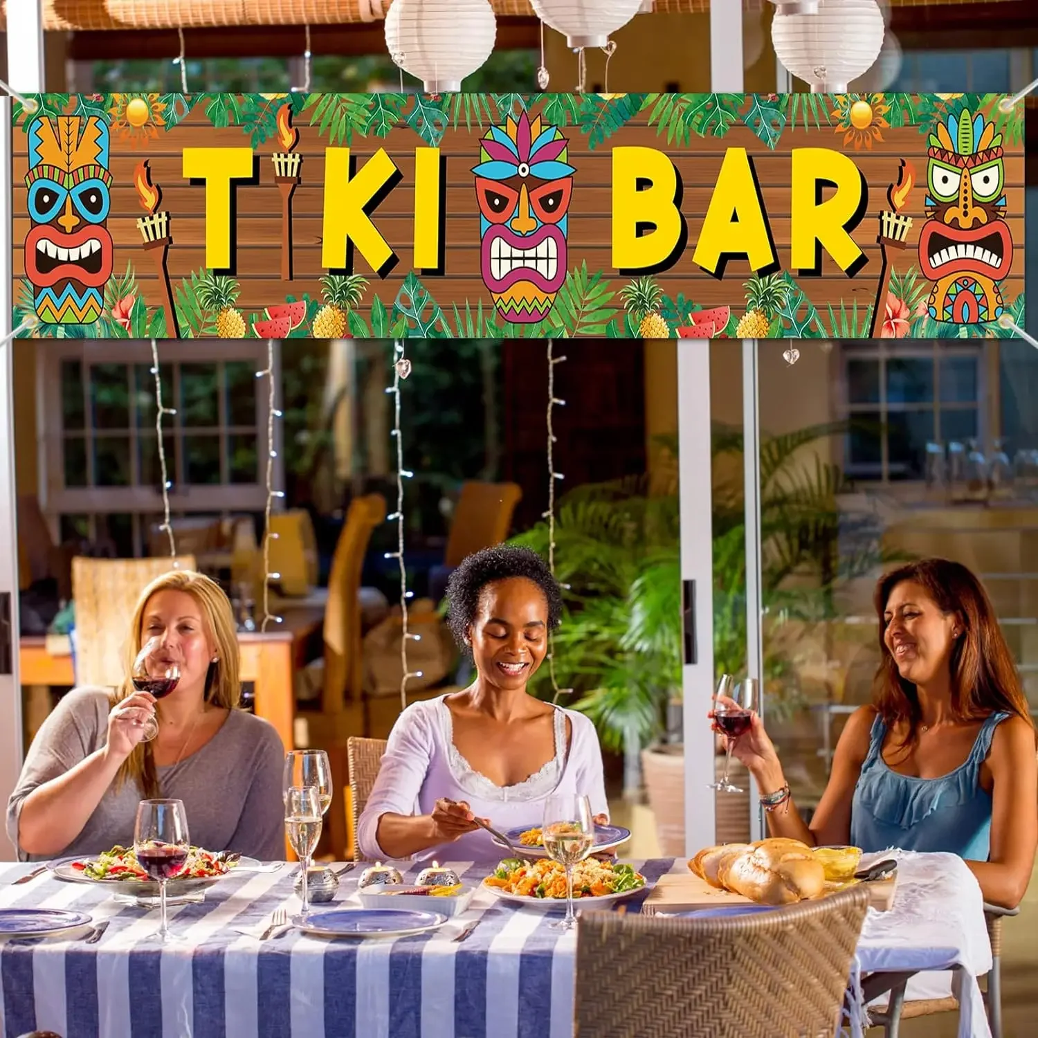 VIKAMA Tiki Bar Wandteppich Statue Blume Obst Pool Party Insel Stil Wohnzimmer Tropisches Thema Bar Dekoration