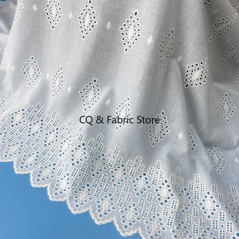 Exquisite Double-sided Hollow Embroidery Cotton Fabric For DIY Wedding Dress Clothing Baby Clothes Fabric Width 1.35CM