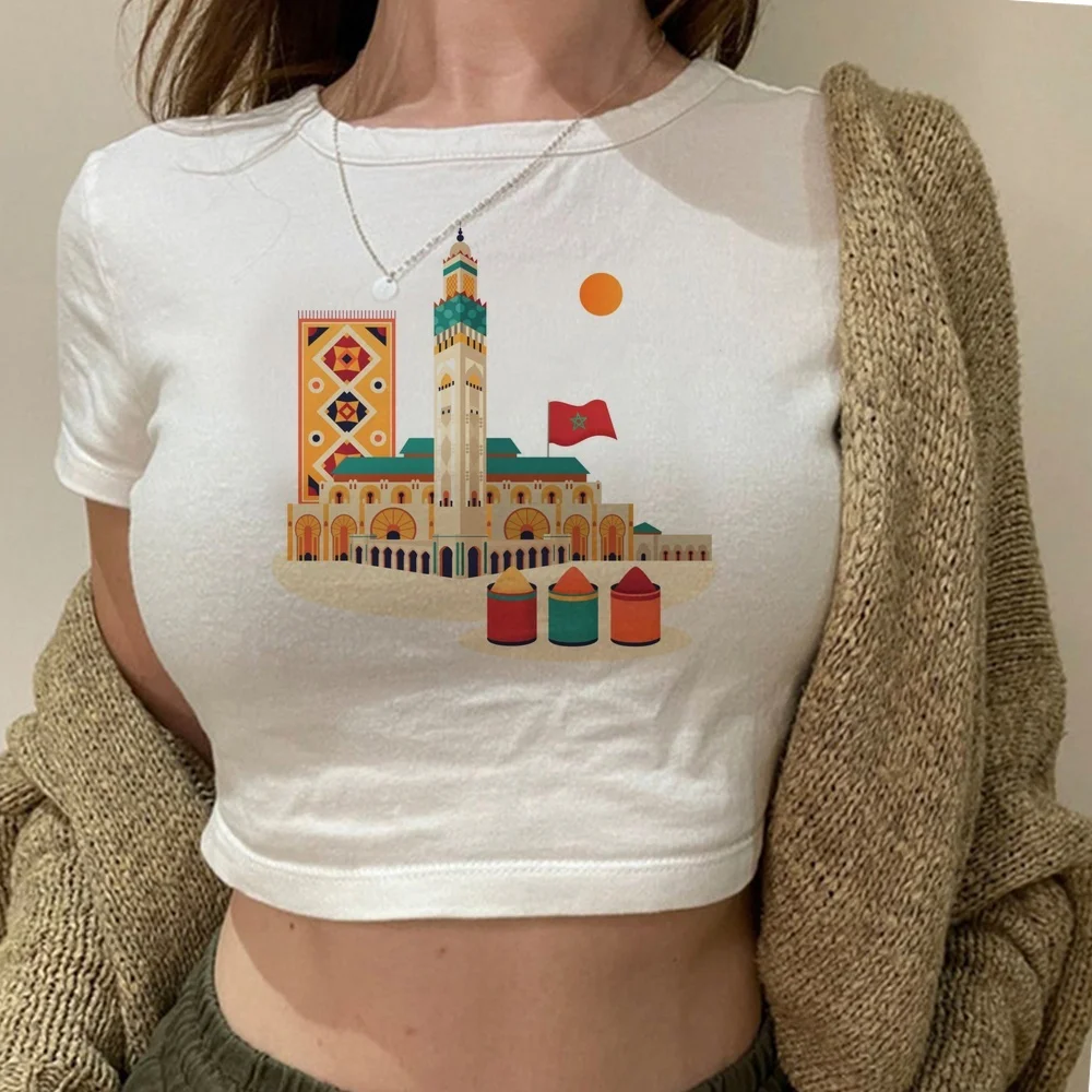 Maroc Morocco crop top teen cute 2000s gothic vintage emo t shirt scene  cutecore party