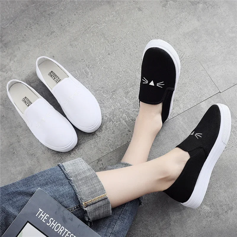 Kobiety Student Lazy Canvas Shoes Are Breathable Korean Style Autumn New All Match White Shoes Old Beijing Cloth Shoes for Women