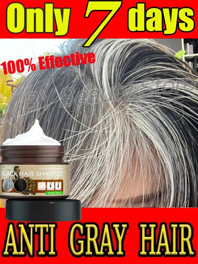 Natural Gray White Hair Treatment Shampoo White To Black Anti Gray Hair Dye Anti Loss Nourish Hair Care Products for Men Women