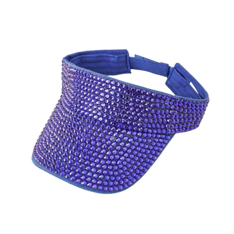 

652F Fashion Empty Top Hat for Sun Rhinestones Sport for Sun Hat Adjustable for Outdoor Sports Hiki