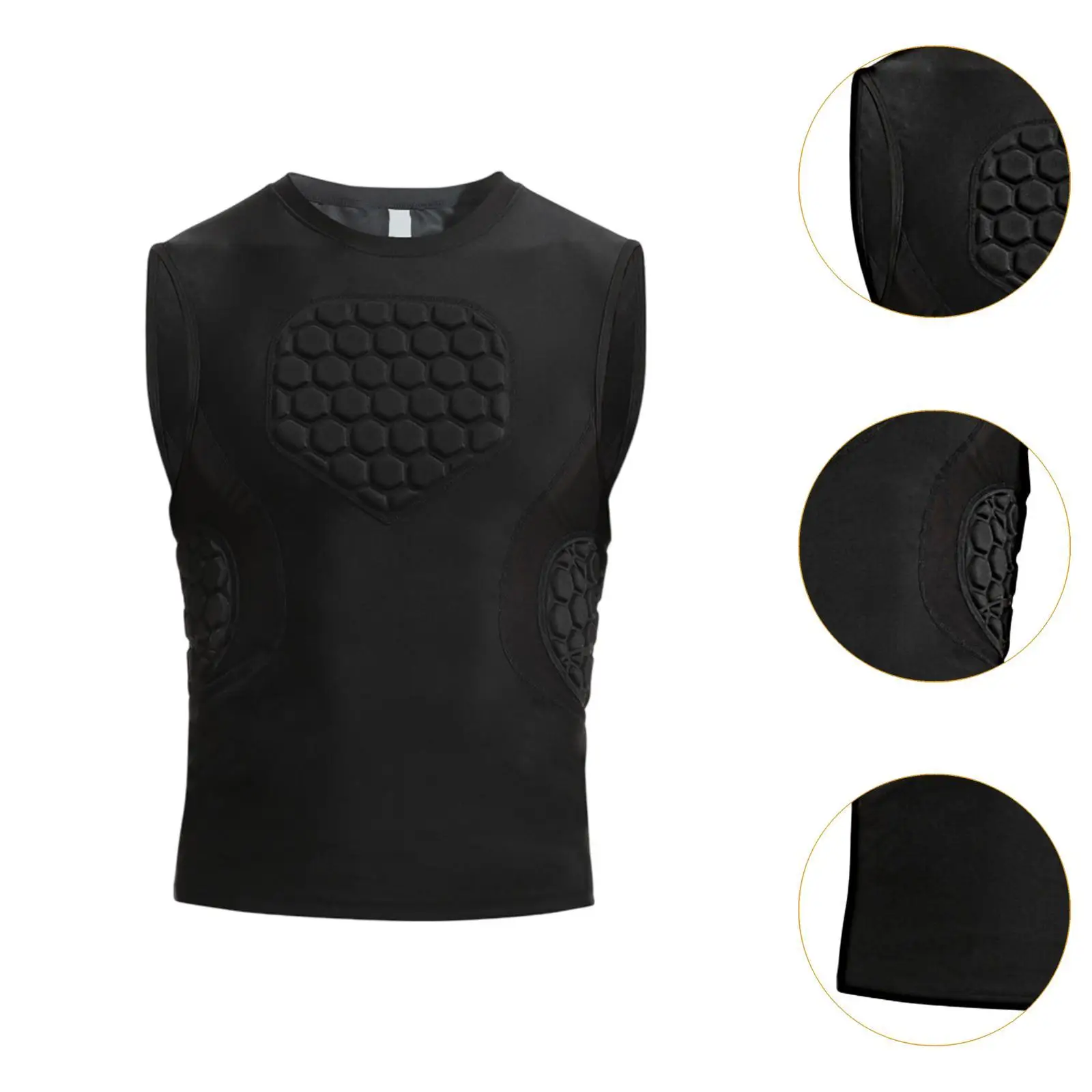 Maglia a compressione imbottita da uomo Gilet a compressione senza maniche Comoda protezione per il torace per basket Rugby Calcio