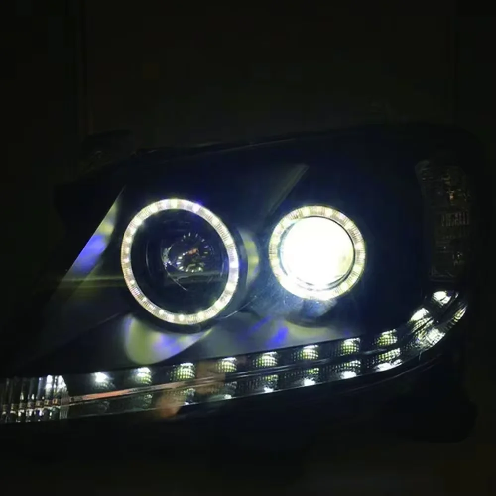 2Pcs LED Headlights For Toyota Hilux Vigo 2008-2014 Facelift Angel Eye Daytime Running Light Black Housing - view 5