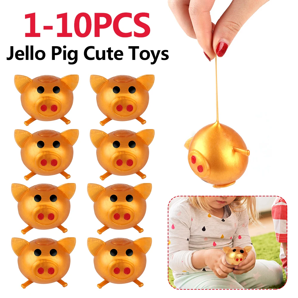 1-10PC Jello Pig Cute Toys Anti Stress Squishy Squeeze Pig Children Gift Kawaii Golden Pig Toy Creative Design for Sdudents Kids