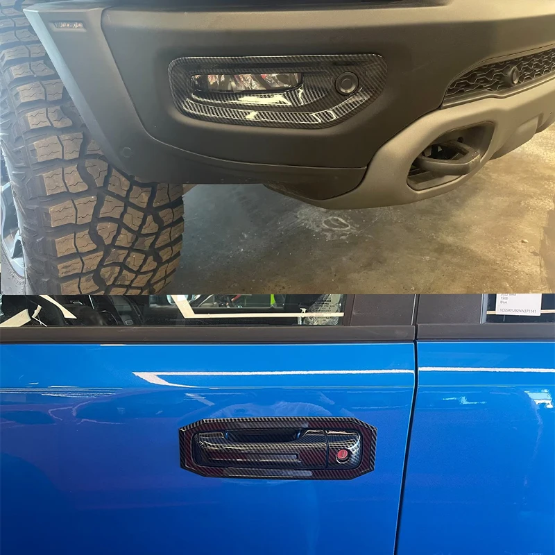 For Dodge Ram 1500 TRX 2023-2025 Carbon Fiber Grain Rearview Mirror Cover Door Handle Trim Car Body Decoration Accessories view 5