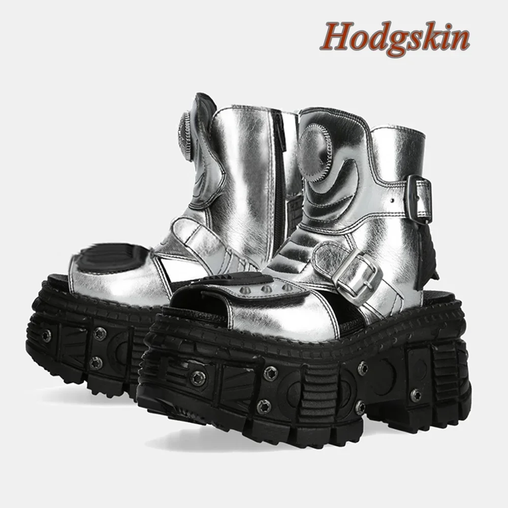 

Ботинки с открытым носком на бисквите, женские ботинки на платформе и массивном высоком каблуке с пряжкой на ремне, модные повседневные летние ботинки 2025 года, новые поступления