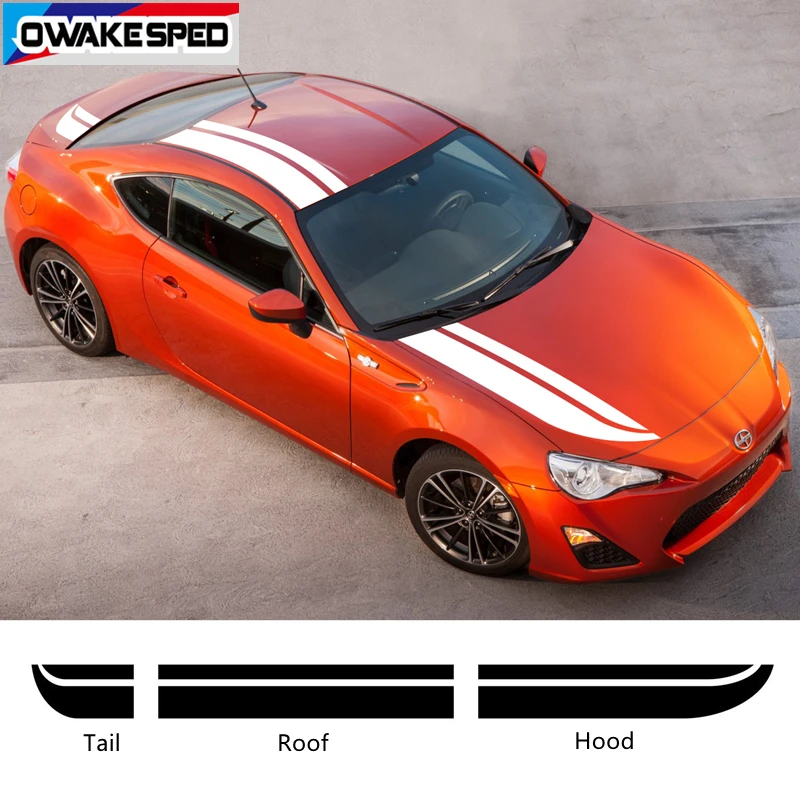 

1 комплект, наклейка на все тело автомобиля, гоночные спортивные полосы, авто капот, крыша, хвост, декор, виниловая наклейка для Toyota 86 GT, внешние аксессуары, сделай сам