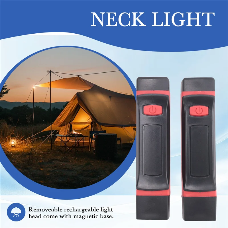 Detachable Neck Light Rechargeable, LED Work Light With Magnetic Base, Hands Free Mechanic Light, Around Neck Easy To Use-AT64