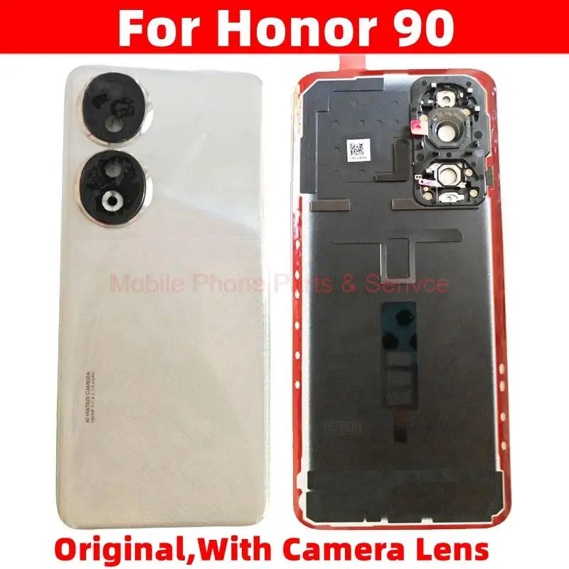 

Back Glass Lid Housing Door For Honor 90 Rear Battery Cover Chassis With Camera Lens Smartphone Repair Parts