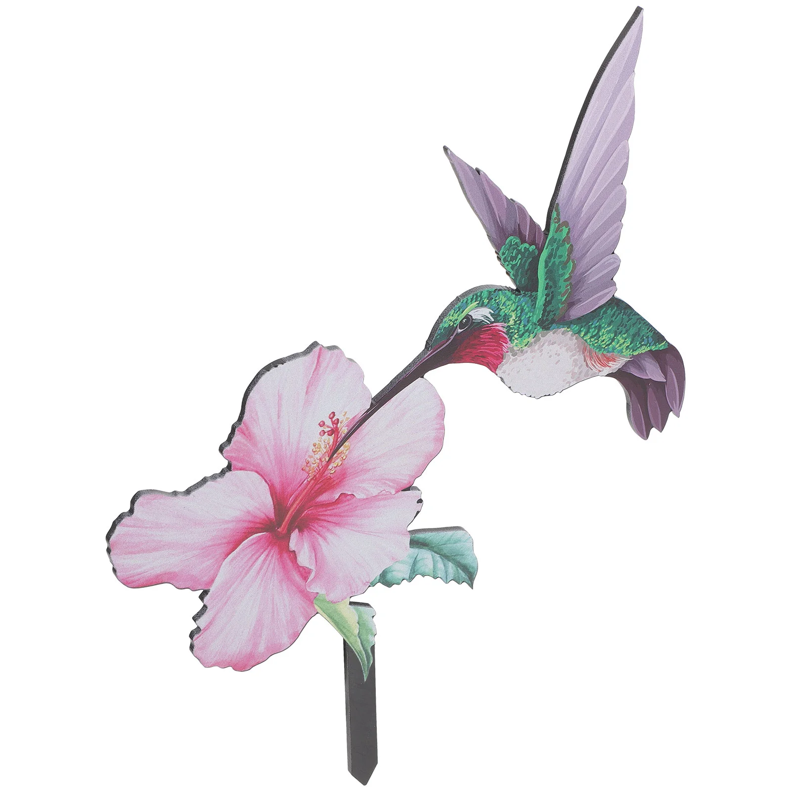 

Flower Card Garden Stakes Signs Hummingbird Lawn Ornament House Inserted Decor Ground Decoration Acrylic Metal Adornment