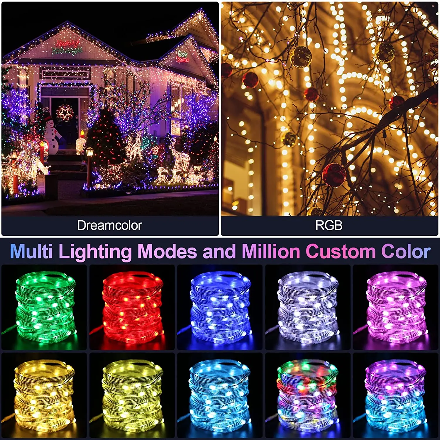 Smart Christmas Fairy Light,Dream Color Waterproof Led Strip Light con APP e telecomando per l'albero di natale decorazioni per interni/esterni