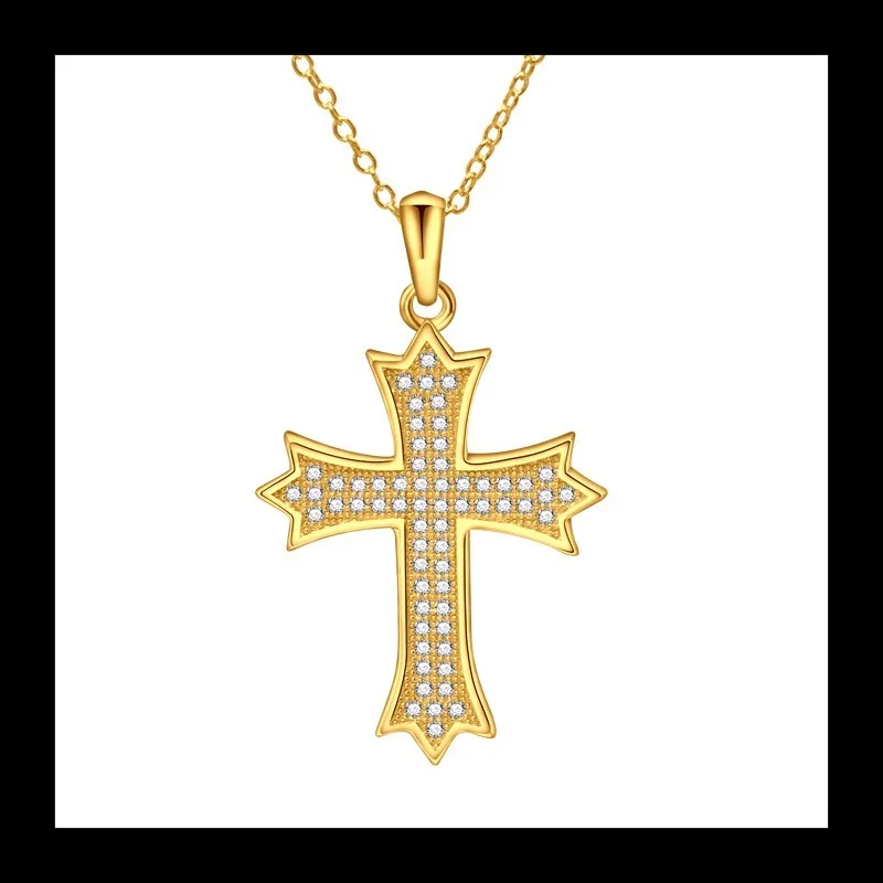 AliExpress حار بيع S925 فضة الاتجاه الصليب قلادة الفرنسية العادية كامل الماس السيدات قلادة