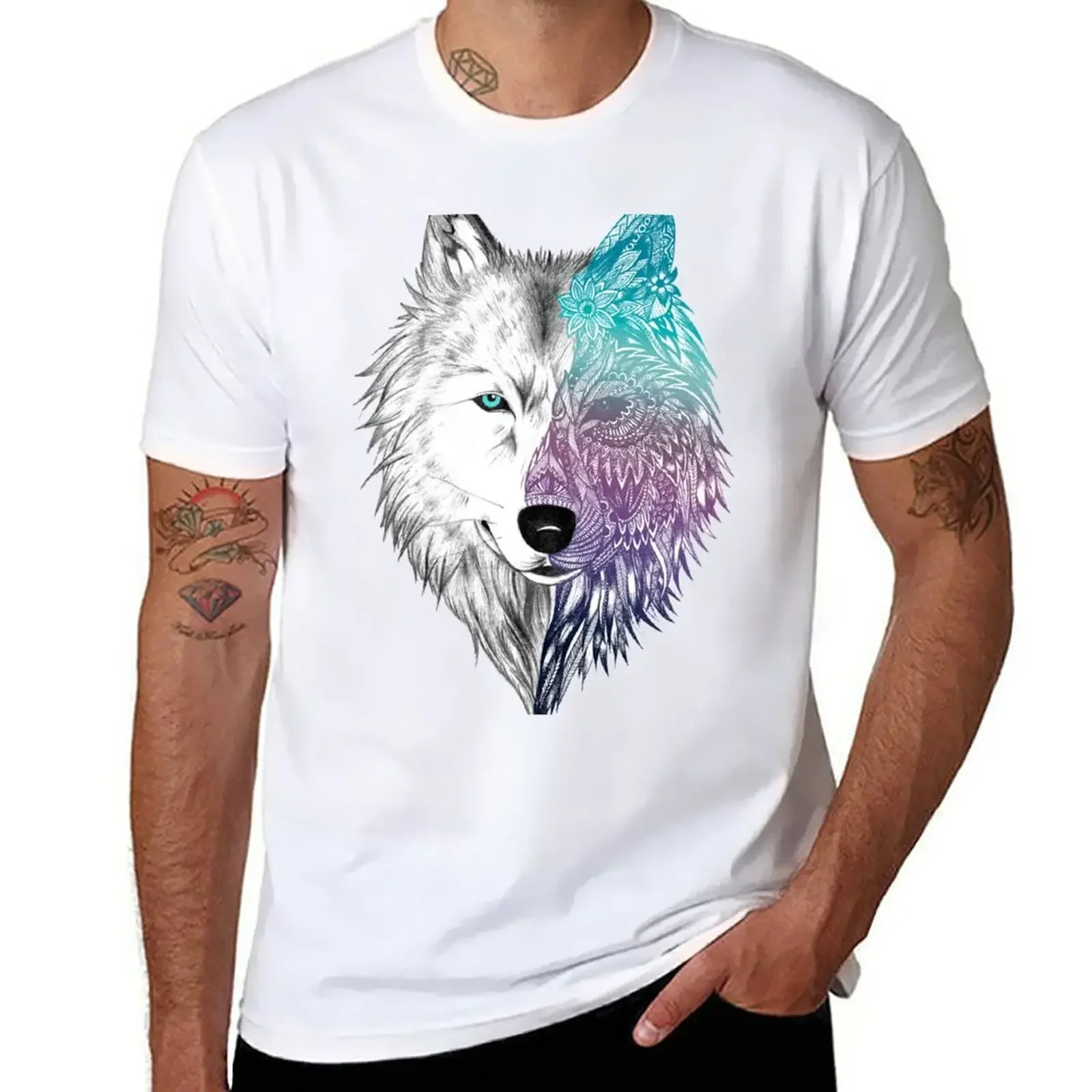 Wolf Mandala Zidika T-Shirt customs design your own animal prinfor boys funnys mens graphic t-shirts anime