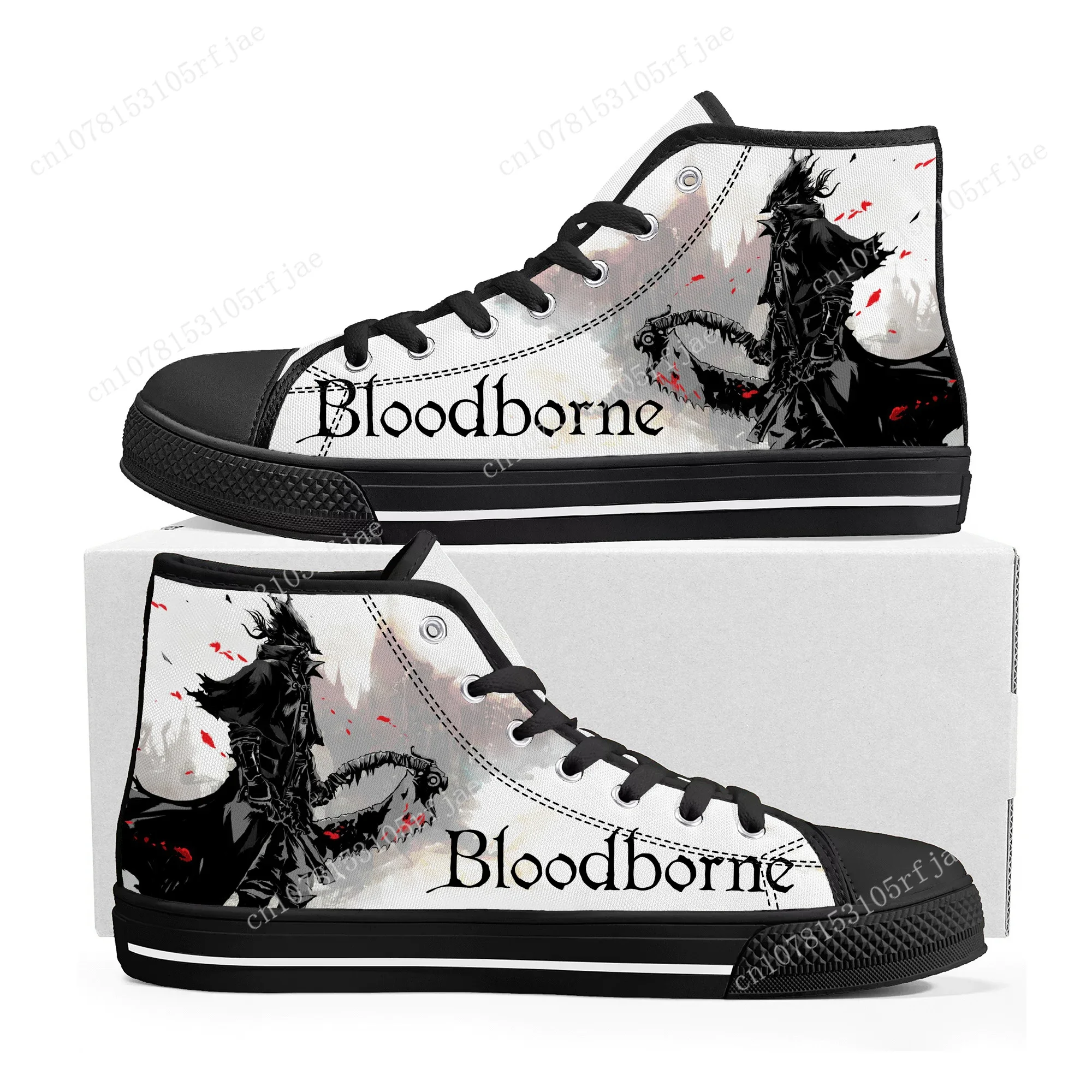 Bloodborne High Top Sneakers Cartoon Game Mens Womens Teenager Fashion High Quality Canvas Sneaker Custom Built Couple Shoes