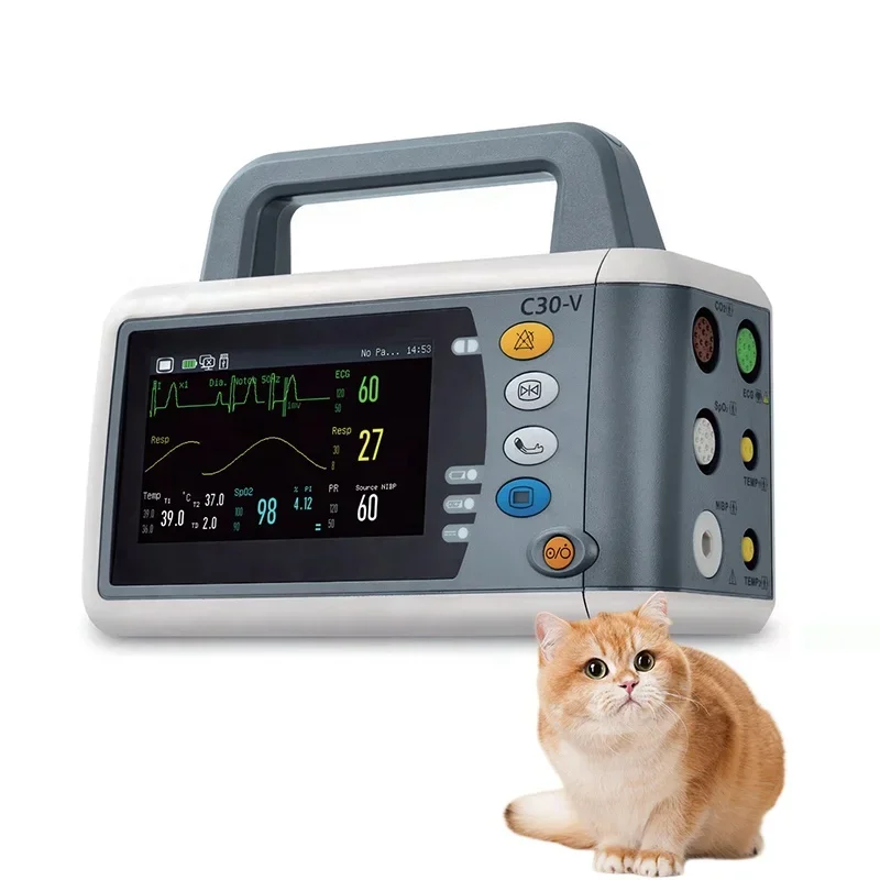

First Aid Portable Touch Screen Ecg Pet Monitor Multiparameter Blood Pressure Monitor Veterinary For Pet Hospital Homeuse