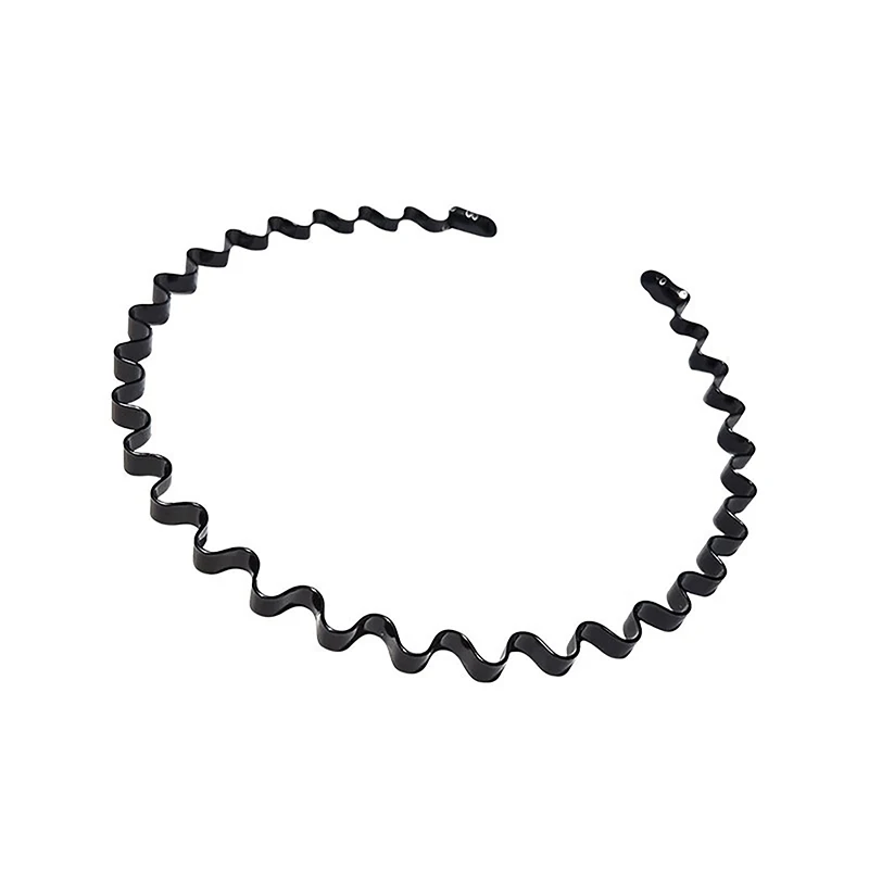 Metal Hair Band For Men Women Headband Unisex Black Wavy Spring Sports Headbands Hoop Clips Simple Women Accessories