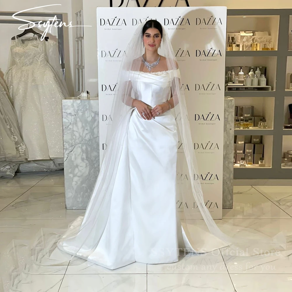 

Elegant Off The Shoulder Wedding Dresses Satin A-Line Bridal Bride Dress For Women Customize To Measures Elegant Robe De Mariee