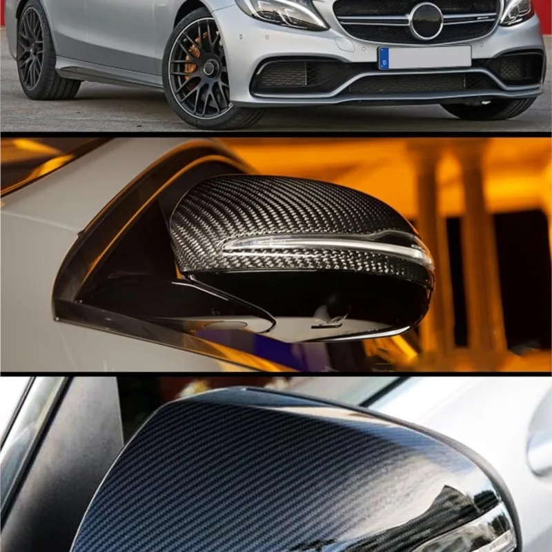 أغطية مرايا الرؤية الجانبية البديلة من ألياف الكربون الحقيقية المتوافقة مع 2015-2023 مرسيدس بنز C/E/S/GLC/GLA/CLS/GT43 #4