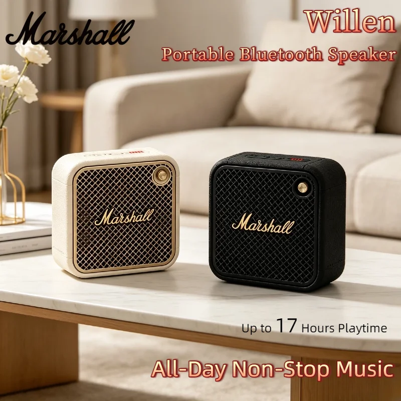 

Портативная мини-колонка Marshall Willen, беспроводная Bluetooth-колонка для улицы, IP67, водонепроницаемая, 15 часов работы от батареи, стерео, басы, оригинальная версия