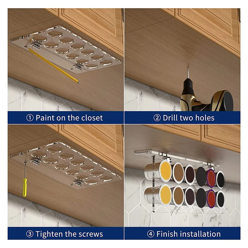 Подставка для чашки ABHU K, подставка для хранения кофе под шкафом, совместимая с 12 капсул для чашек, компактная стойка для капсул для кофе