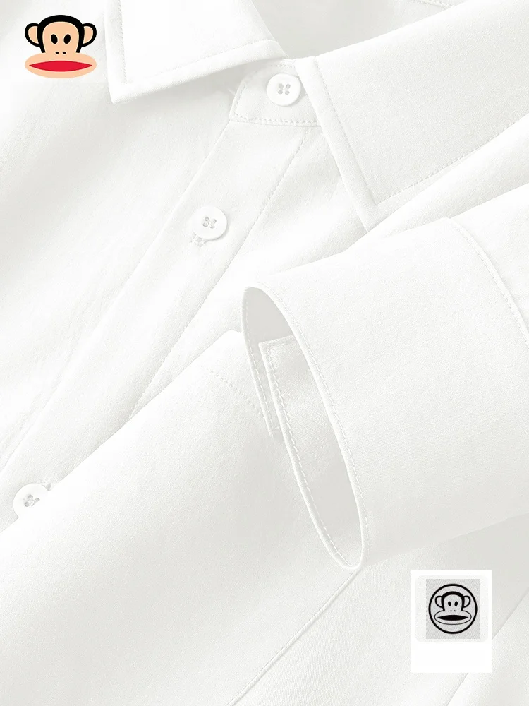 

Мужская рубашка с длинным рукавом из ледяного шелка, белая, дышащая, свободного кроя, для делового повседневного стиля, модная, с дизайном «обезьянье растение»