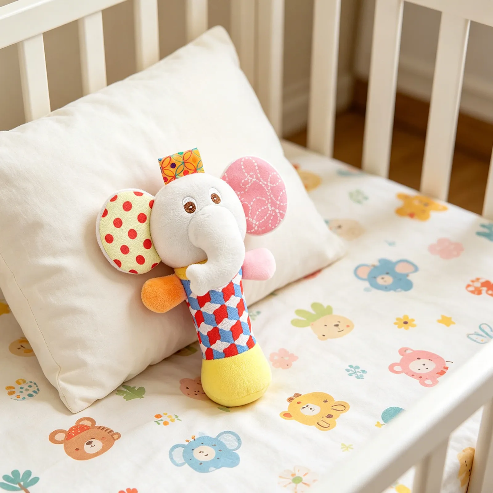 

1Pcs Baby Hand Jingle Bell Cartoon Animal Shape Lightweight Portable Early Learning Rattle for Infant Development Hand Eye