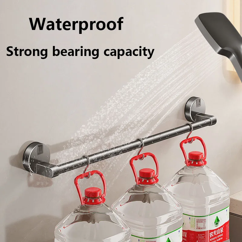 Non Perforated Suction Cup Wall Mounted Towel Rack, Bathroom Storage Rack, Bathroom Horizontal Bar Towel Rack