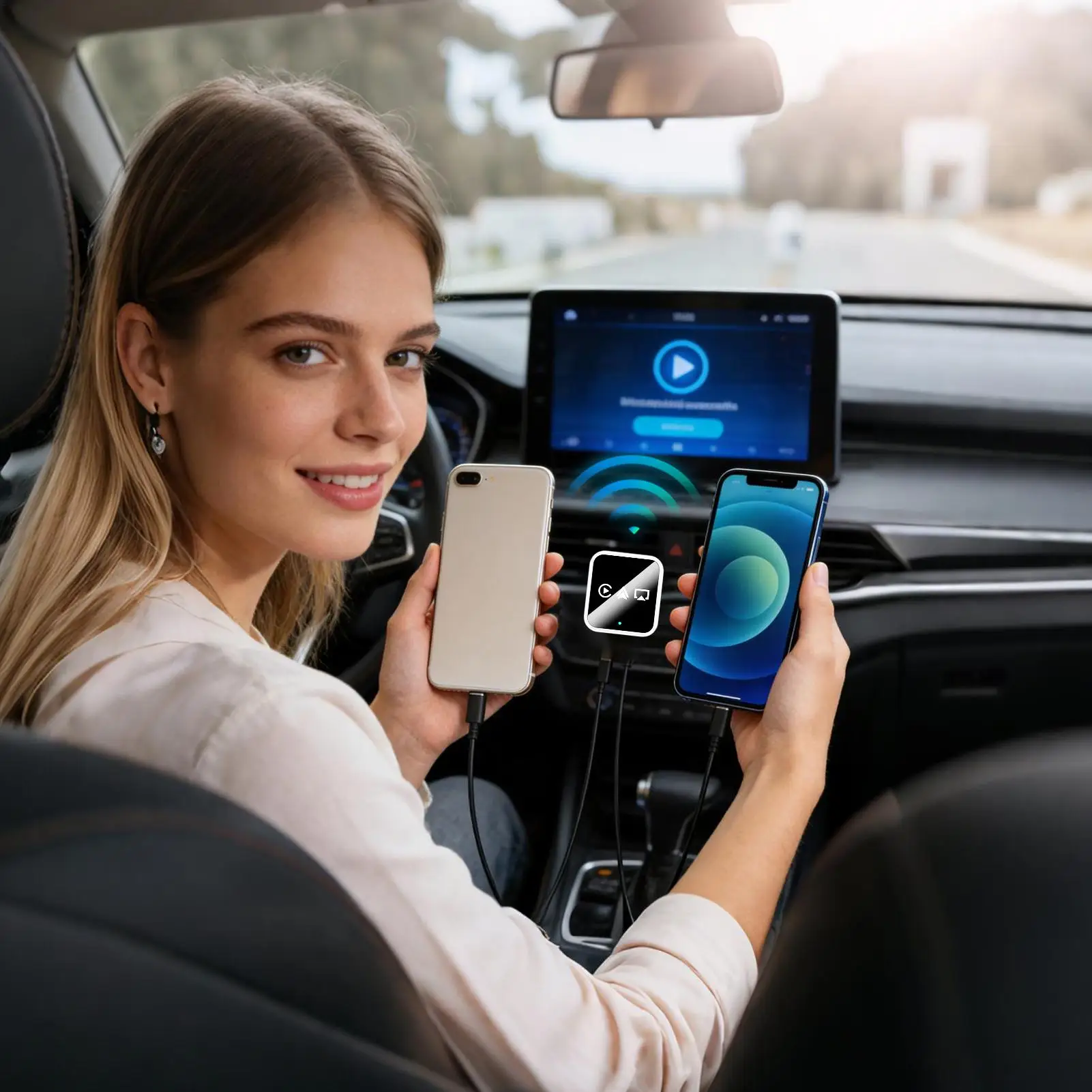 

Беспроводной автомобильный адаптер для воспроизведения видео, аксессуары для авто, беспроводной адаптер для воспроизведения видео для водителей, грузовиков, седанов, фургонов, внедорожников, для ежедневных поездок