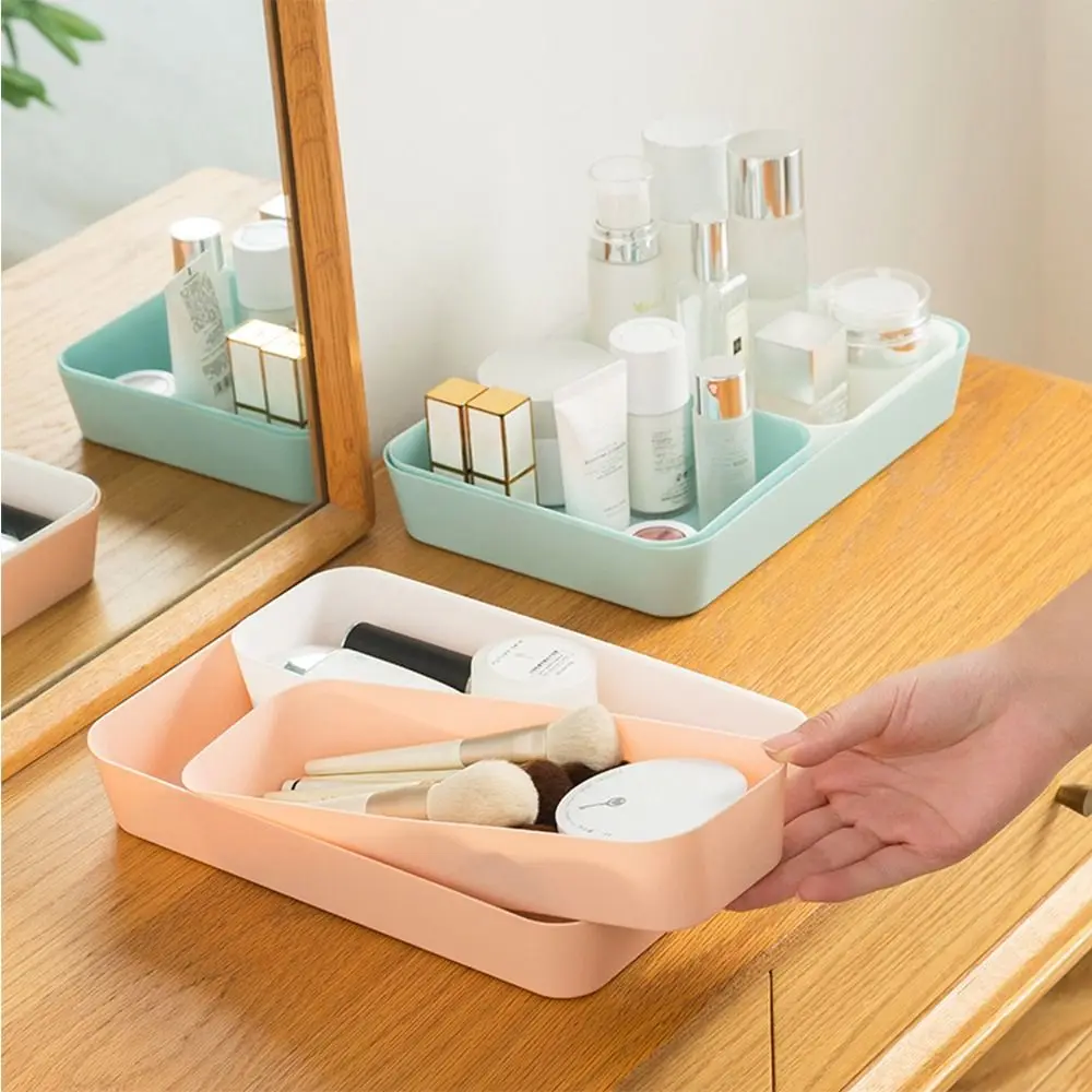Plastic Desktop Storage Box Large Capacity Stackable Drawer Divider Storage Box Solid Color Documents File Organizer Home Office