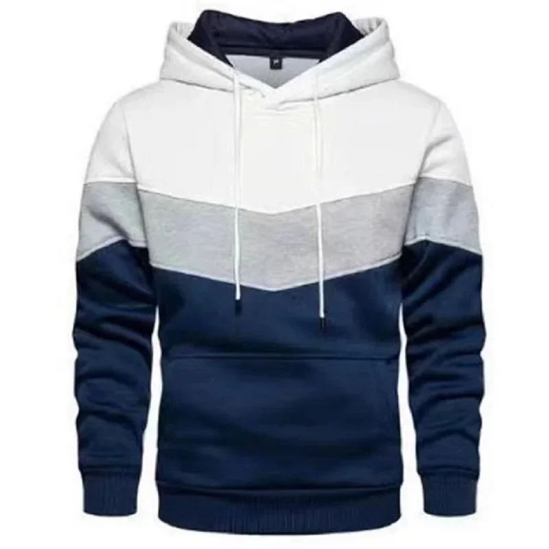 

Solid Splicing Hoodies Mens Autumn Long Sleeve Pullovers Casual Male Outdoors Sport Wear Hip Hop Style Tops